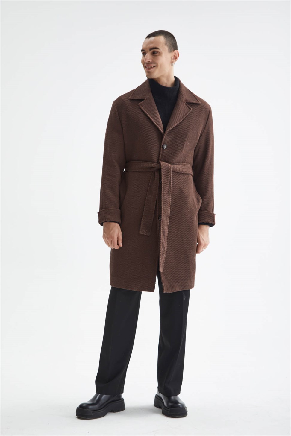 حزام مفصل نمط مضلع معطف الرجال