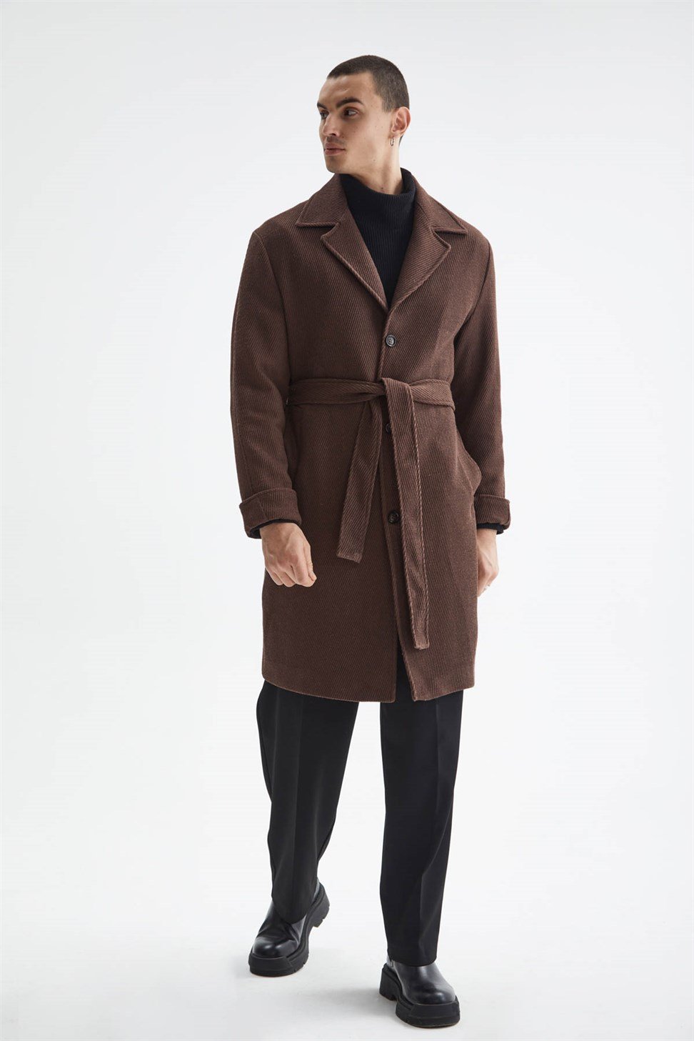 حزام مفصل نمط مضلع معطف الرجال