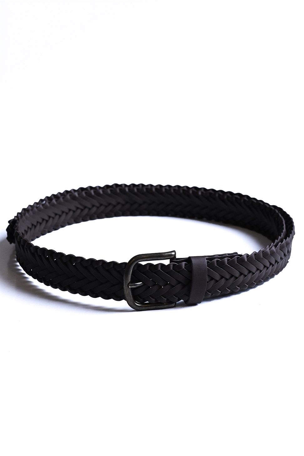 حزام رجالي من الجلد الصناعي المحبوك