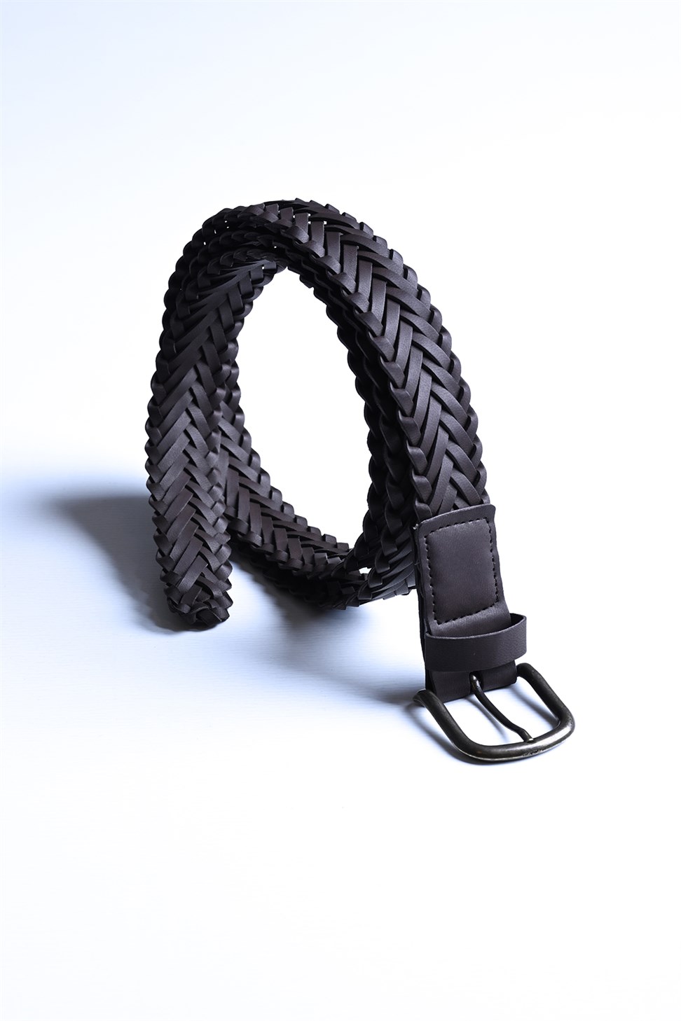 حزام رجالي من الجلد الصناعي المحبوك