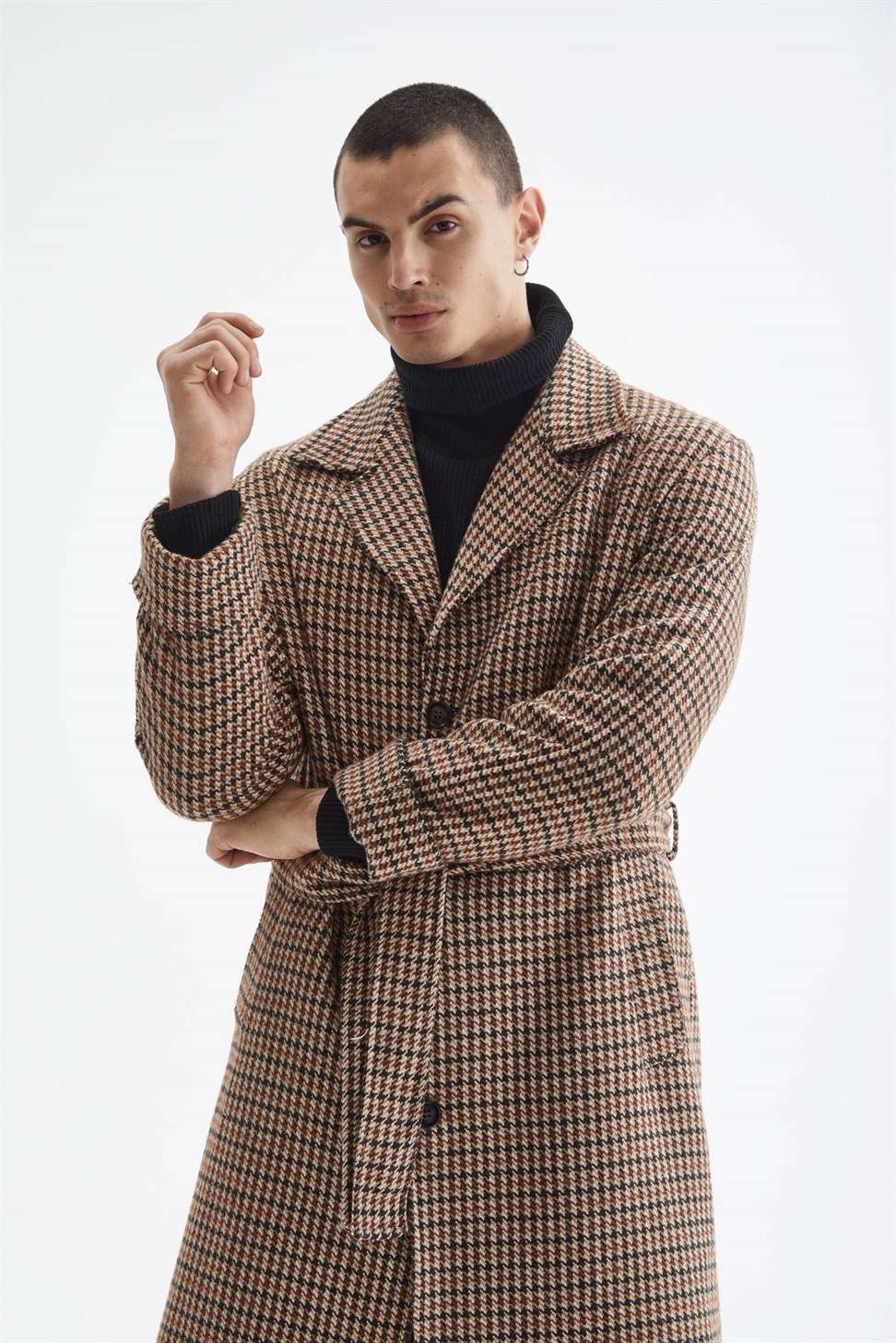 حزام مفصل نمط مضلع معطف الرجال