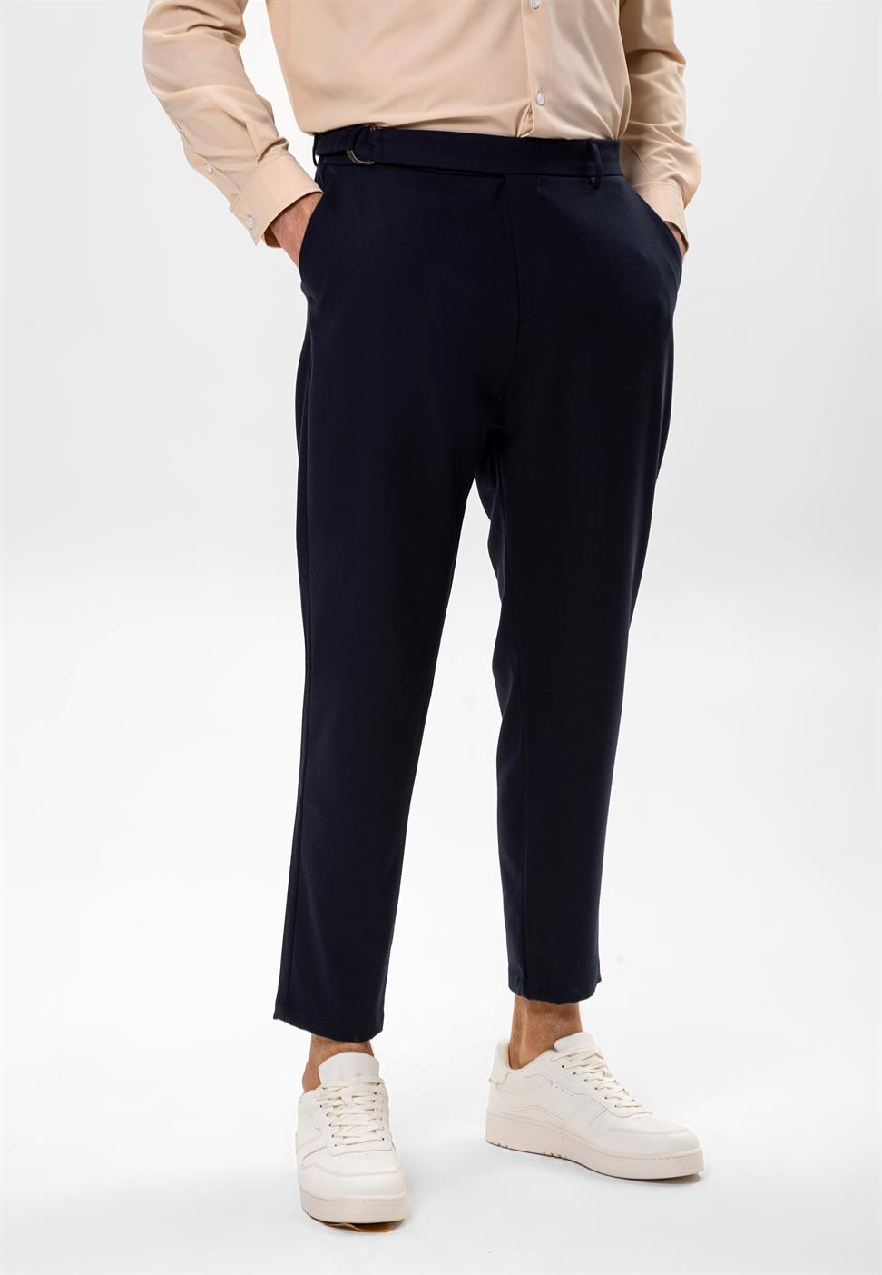 بنطلون رجالي بحزام عالي الخصر