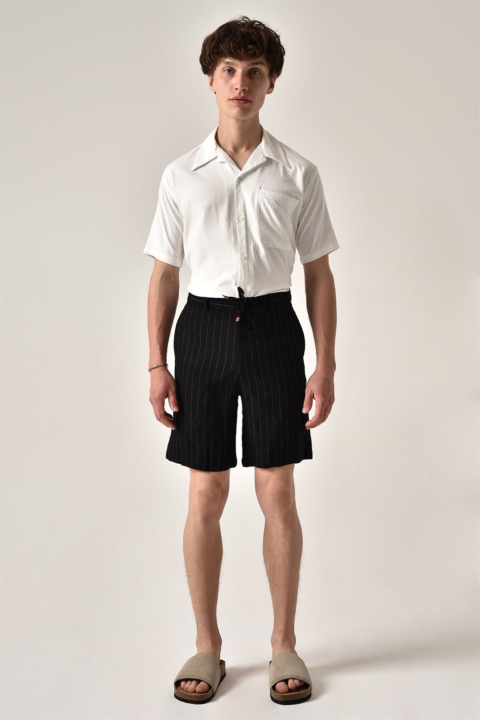 مخطط السراويل الكتان الخصر التعادل