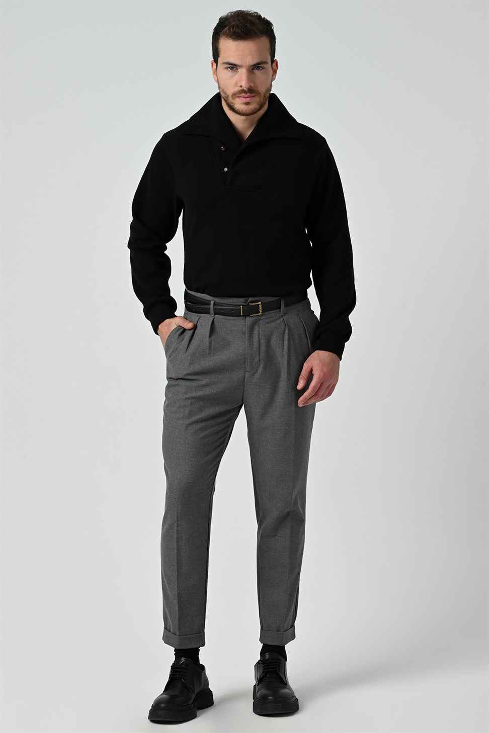 زر مفصلة البلوز الرجال ذوي الياقات العالية