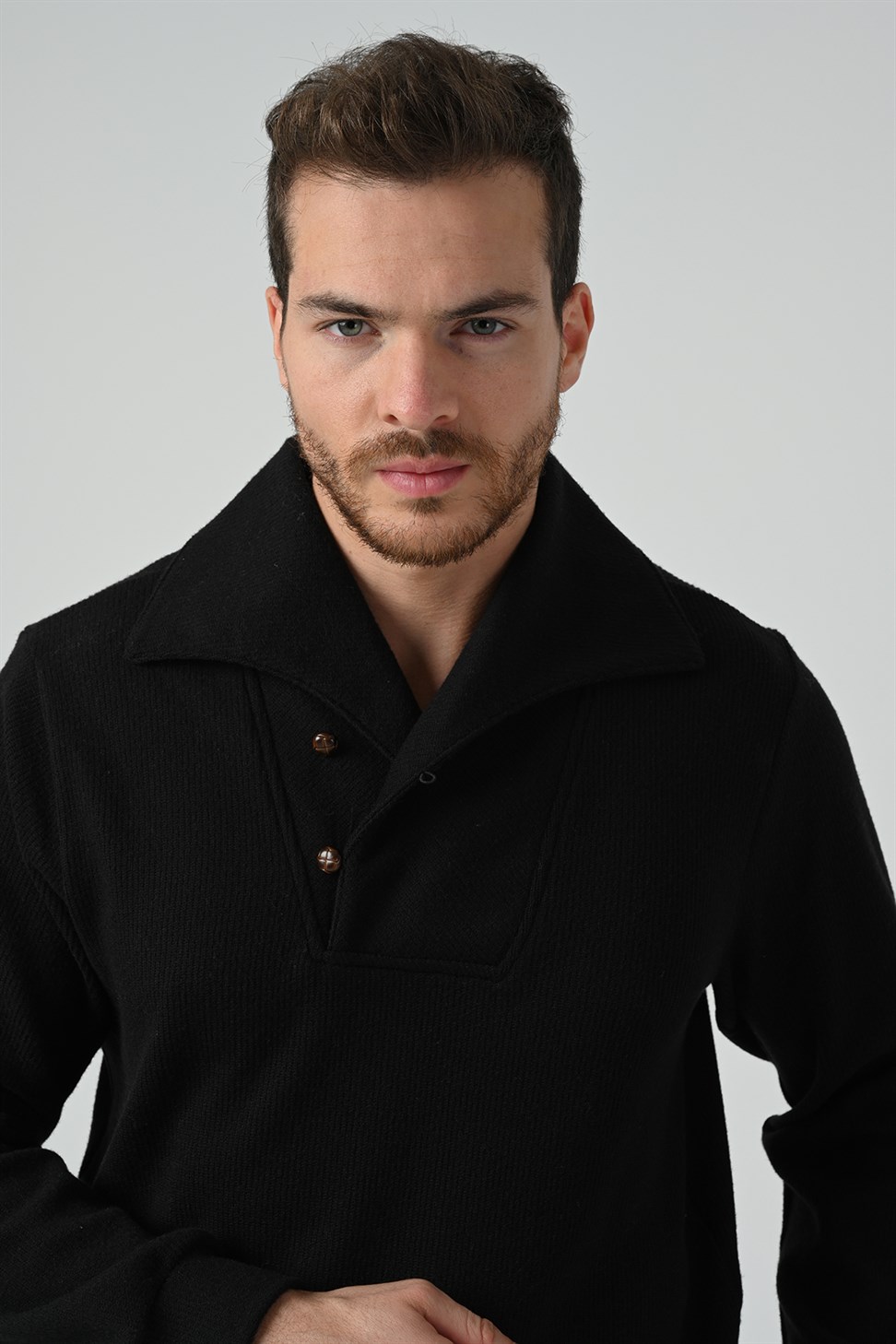 زر مفصلة البلوز الرجال ذوي الياقات العالية