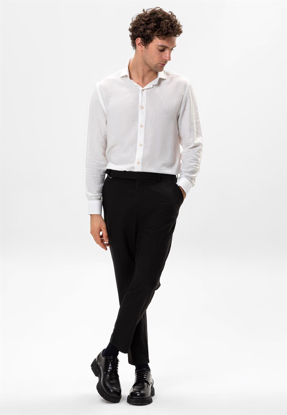 بنطلون رجالي بحزام عالي الخصر