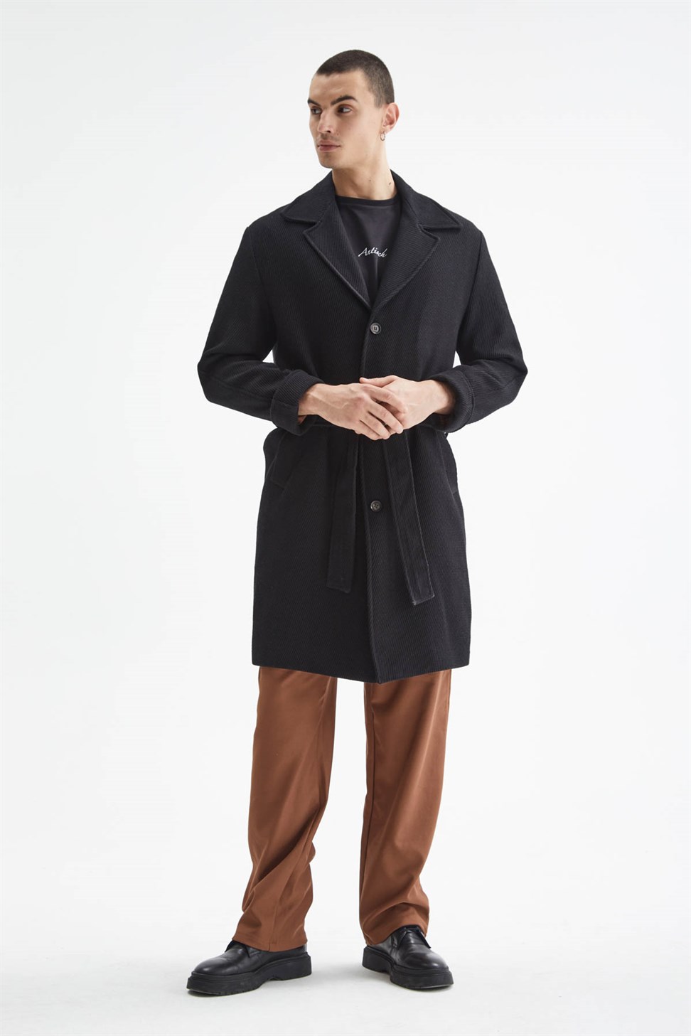 حزام مفصل نمط مضلع معطف الرجال