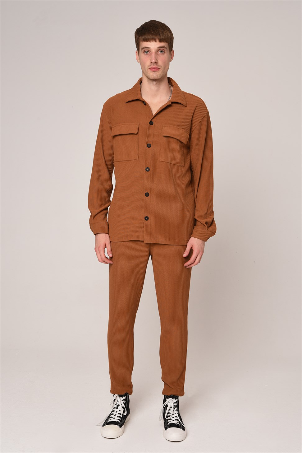 بنطلون محبوك مخطط للرجال