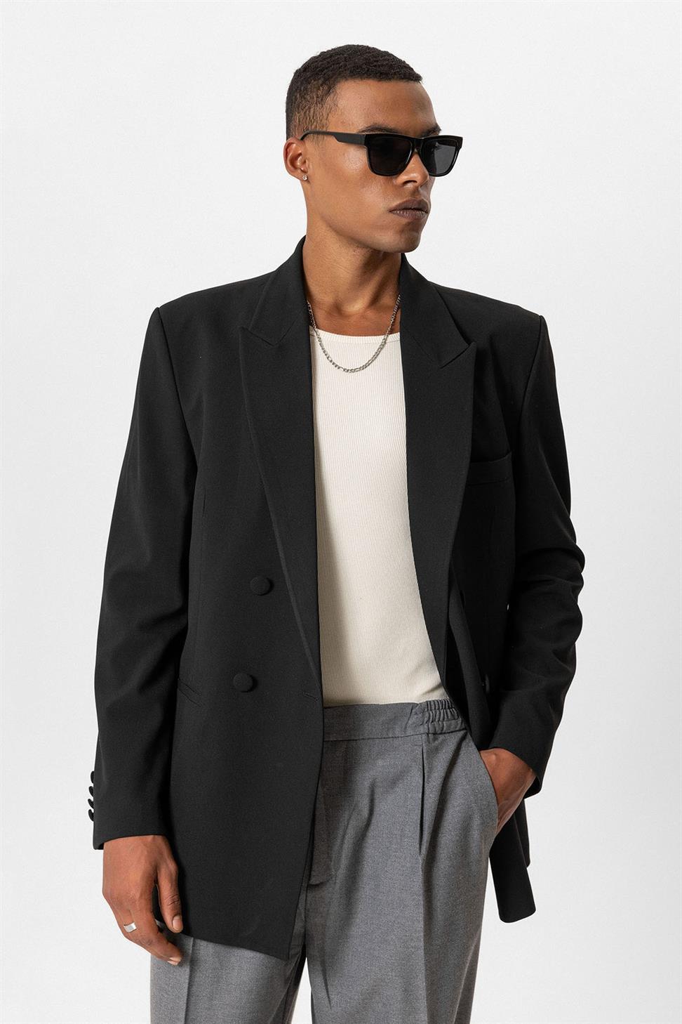 Antioch Siyah Kruvaze Ceket