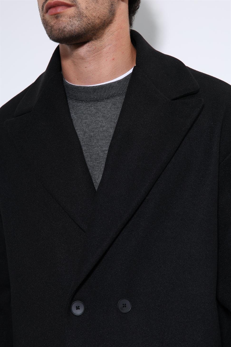 معطف رجالي مزدوج الصدر كبير الحجم