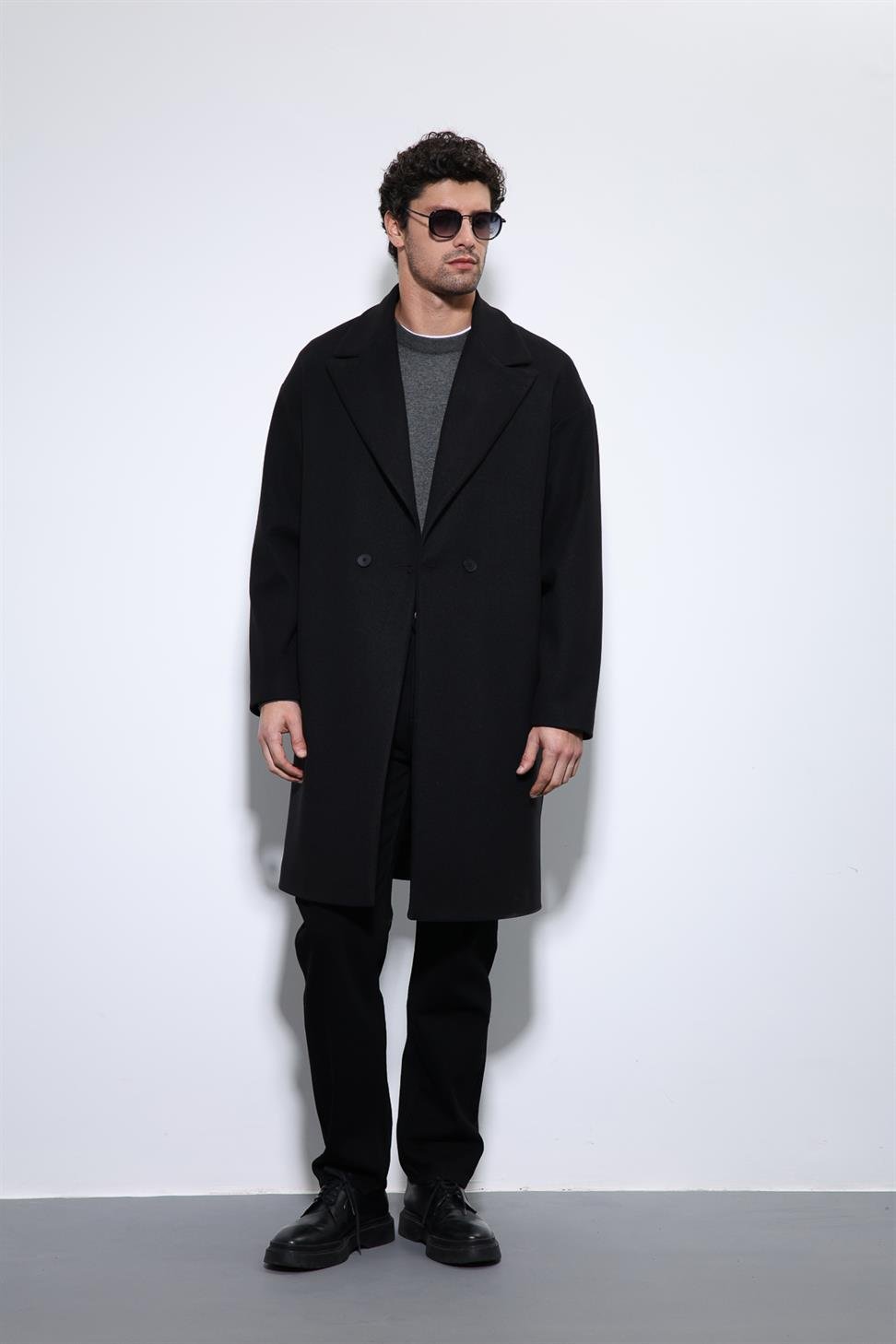 معطف رجالي مزدوج الصدر كبير الحجم