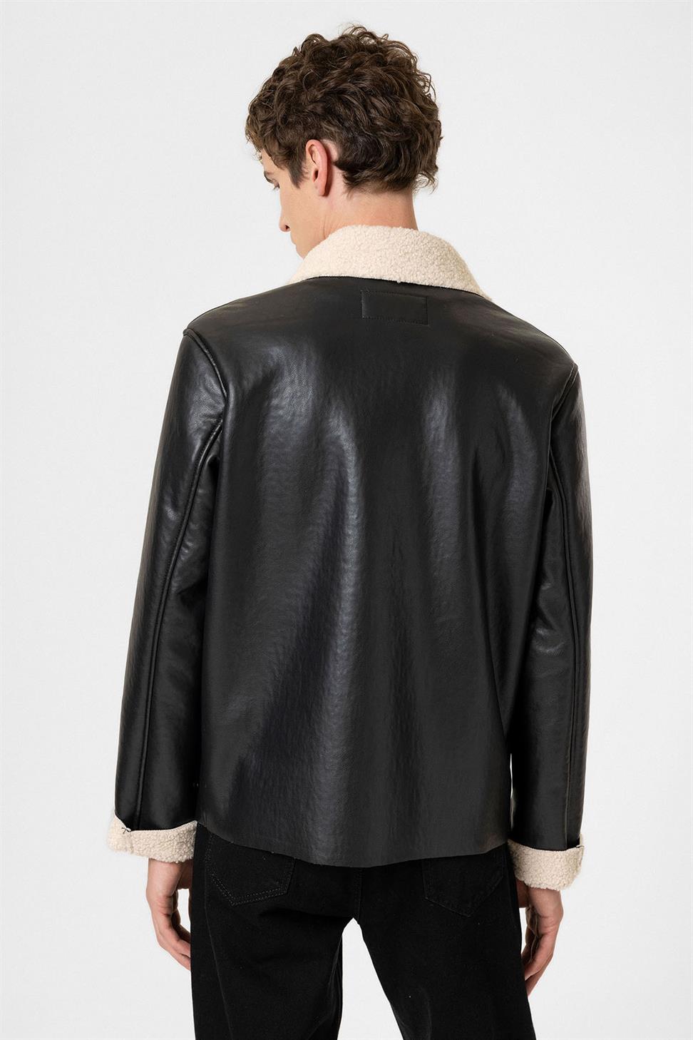 بطانة معطف جلد صناعي مفصل للرجال