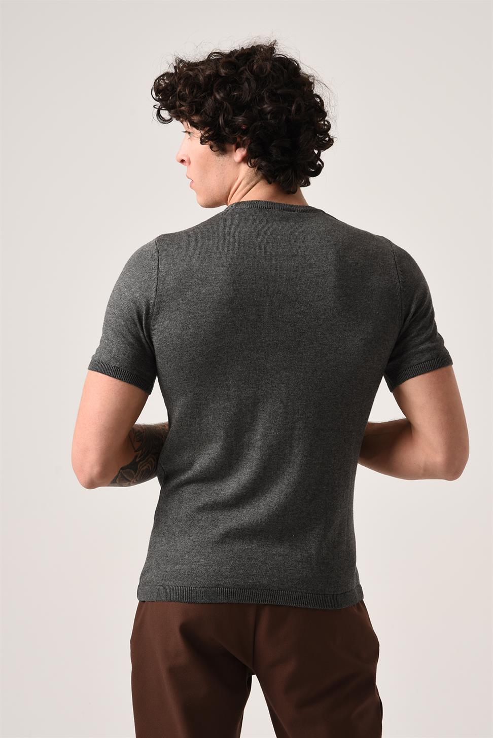 Antioch Antrasit Bisiklet Yaka Triko T-Shirt