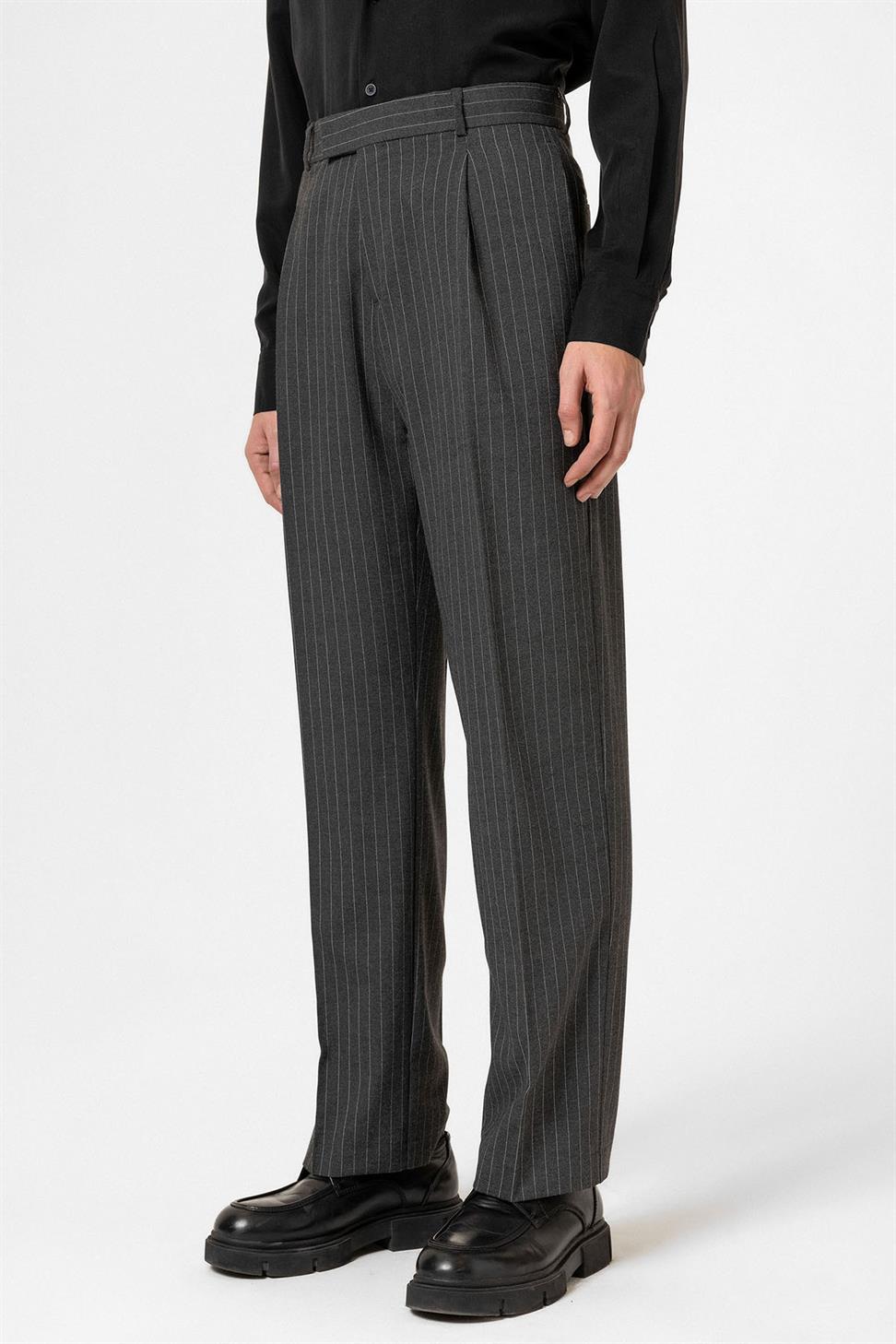 Antioch Antrasit Çizgili Relaxed Fit Erkek Pantolon