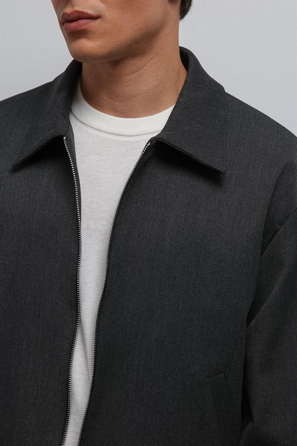 Antioch Antrasit Fermuarlı Mevsimlik Erkek Mont