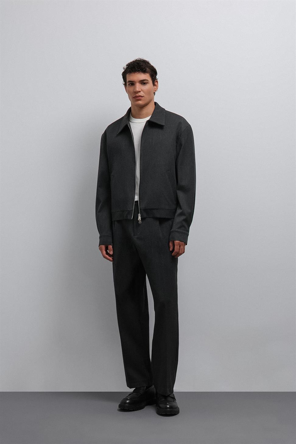 Antioch Antrasit Fermuarlı Mevsimlik Erkek Mont