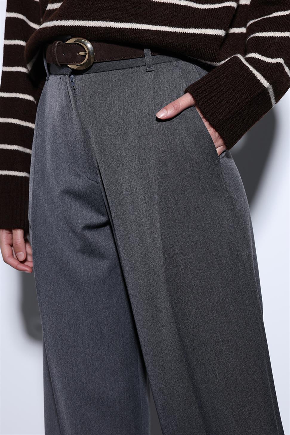 Antioch Antrasit Geniş Paça Kadın Pantolon