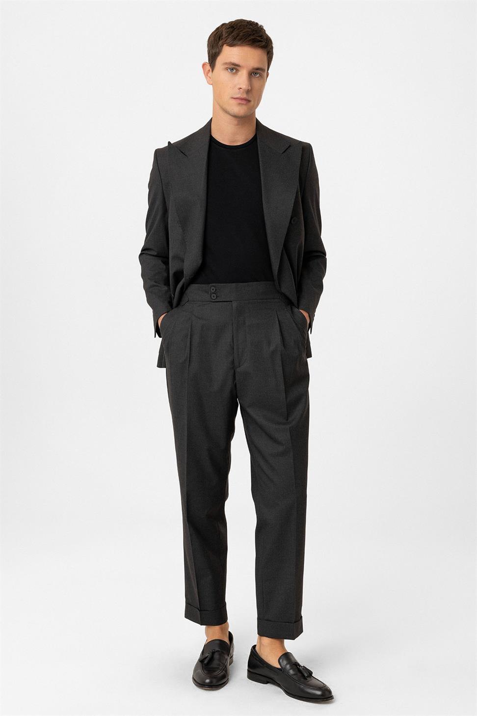 Antioch Antrasit Kruvaze Kapama İtalyan Kesim Erkek Takım