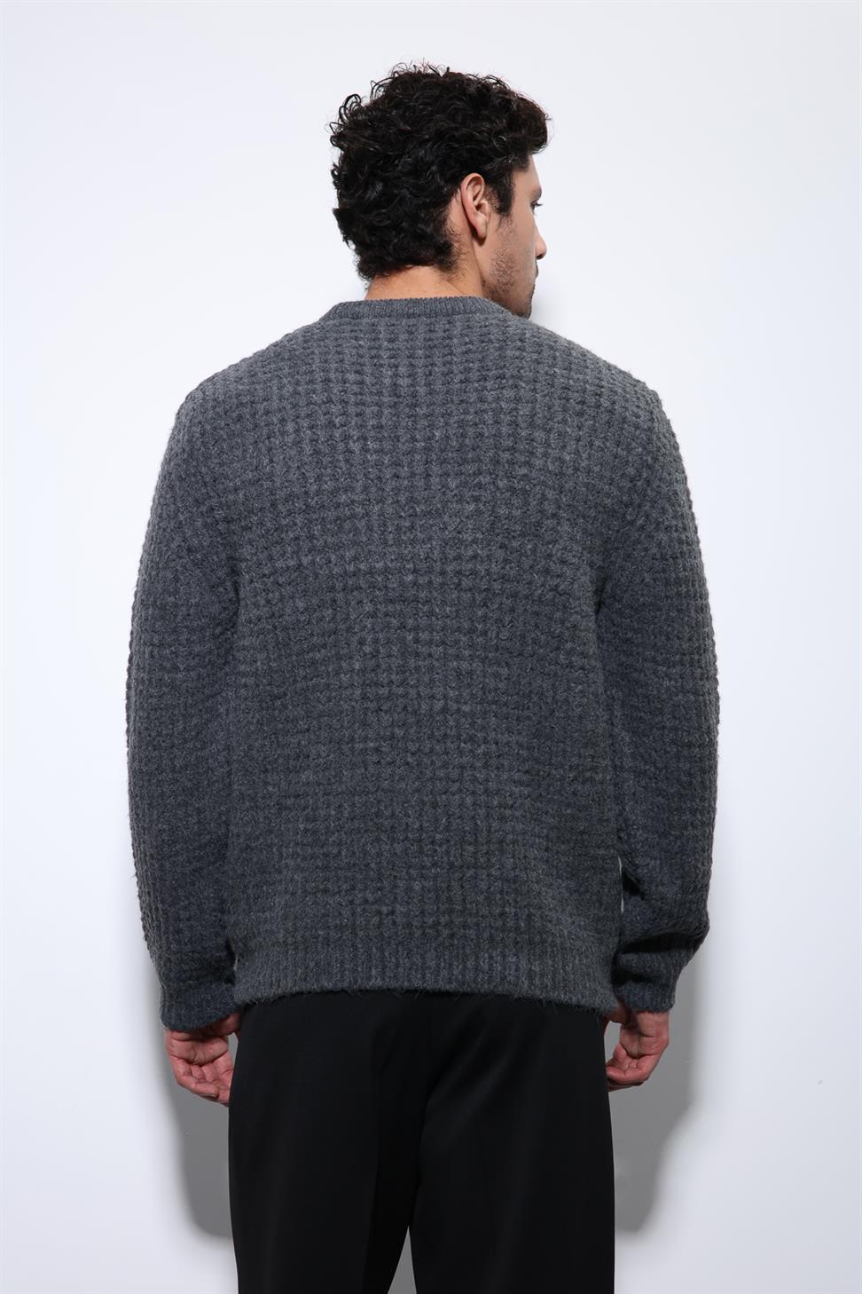 Antioch Antrasit Örme Dokulu Erkek Kazak