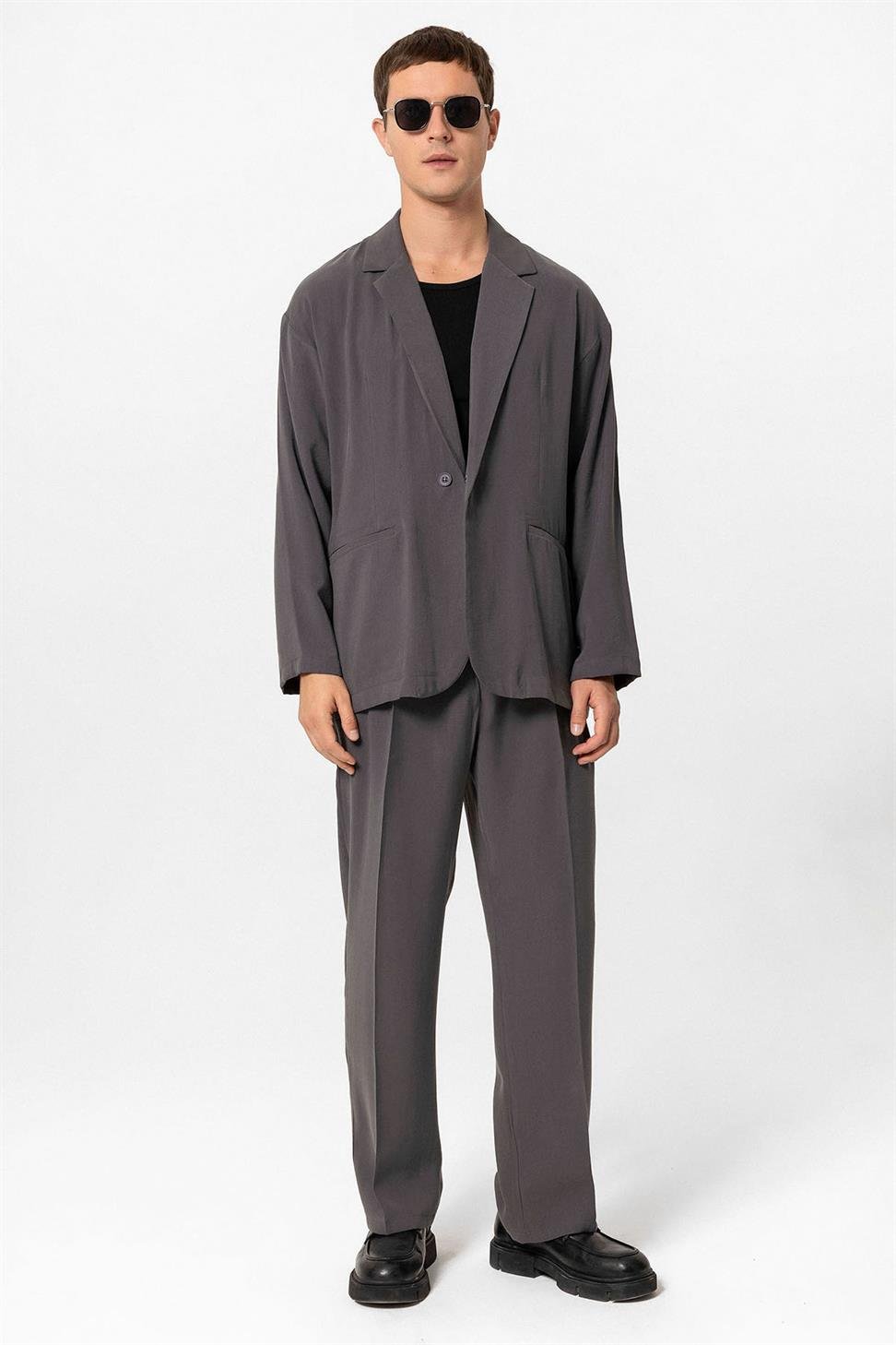 Antioch Antrasit Oversize Astarsız Erkek Blazer Ceket