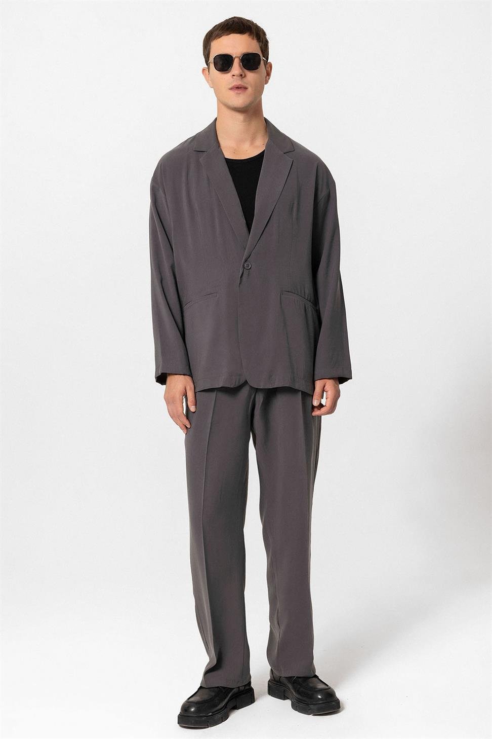 Antioch Antrasit Oversize Astarsız Erkek Blazer Ceket