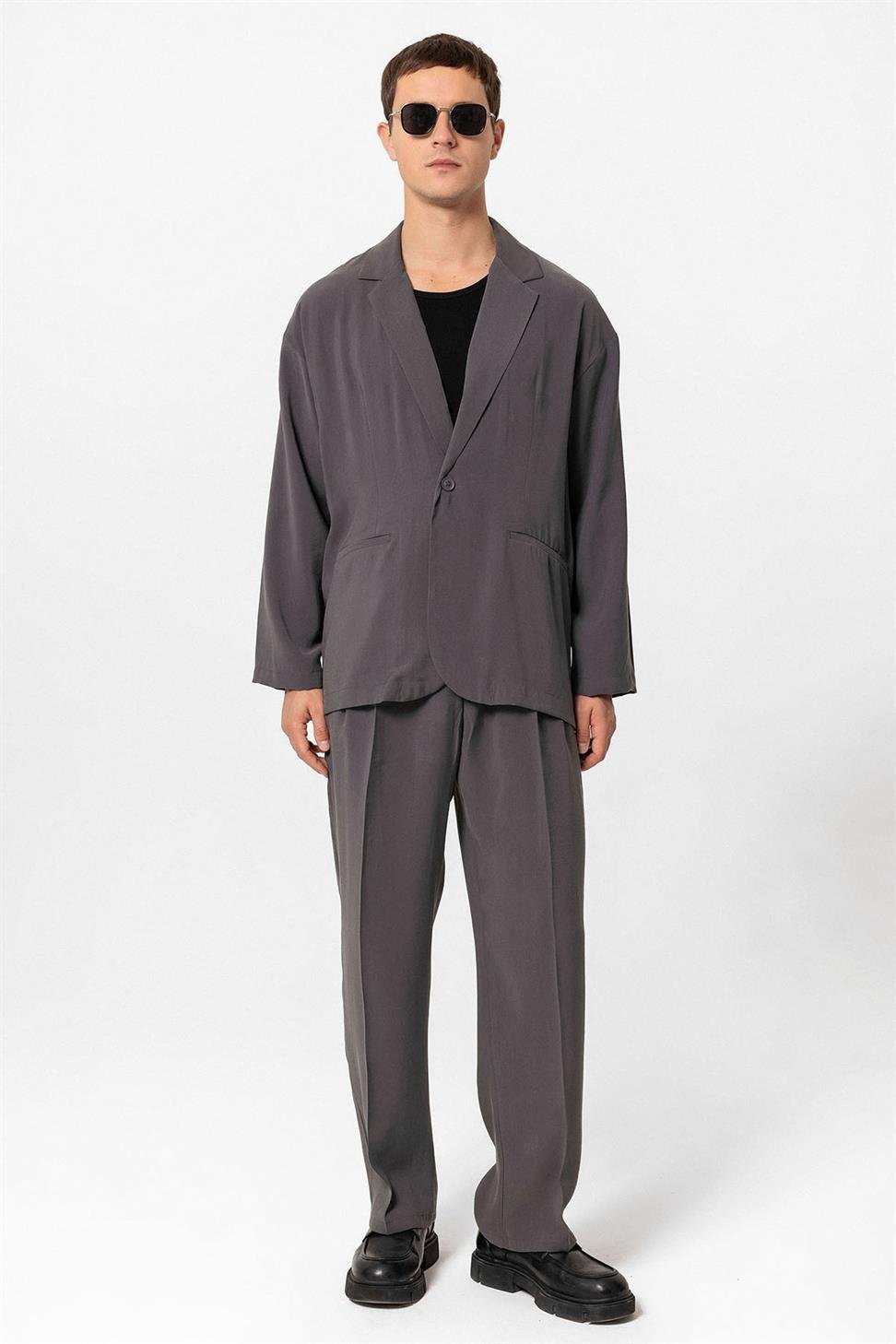 Antioch Antrasit Oversize Astarsız Erkek Blazer Ceket