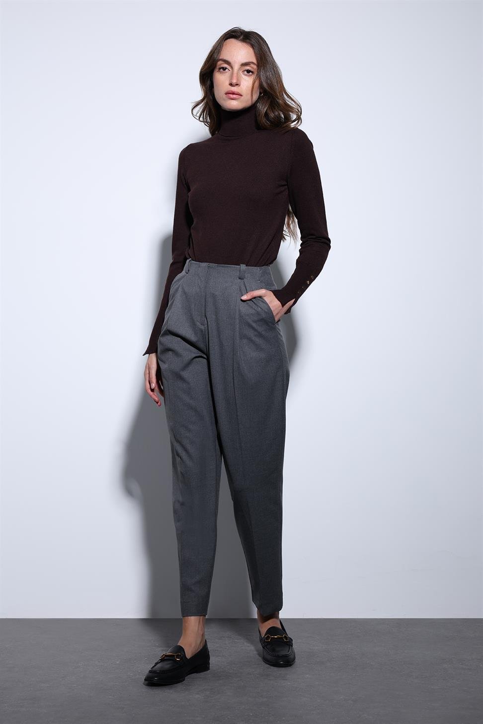 Antioch Antrasit Pensli Kadın Pantolon