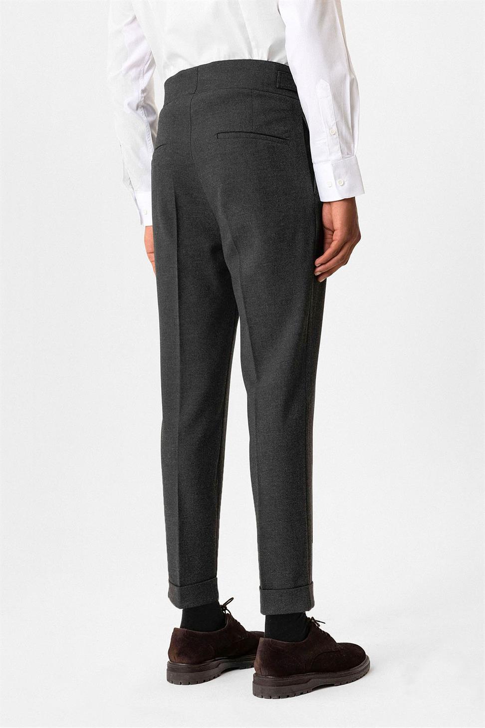 Antioch Antrasit Pileli Toka Detaylı Erkek Pantolon