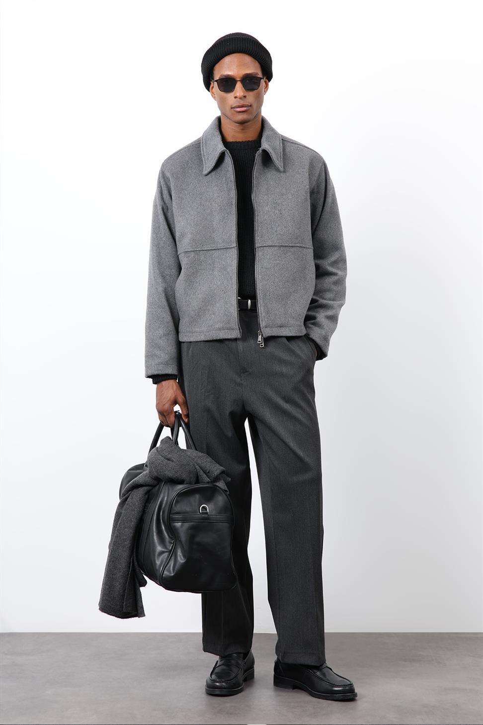 Antioch Antrasit Regular Fit Dokulu Erkek Mont