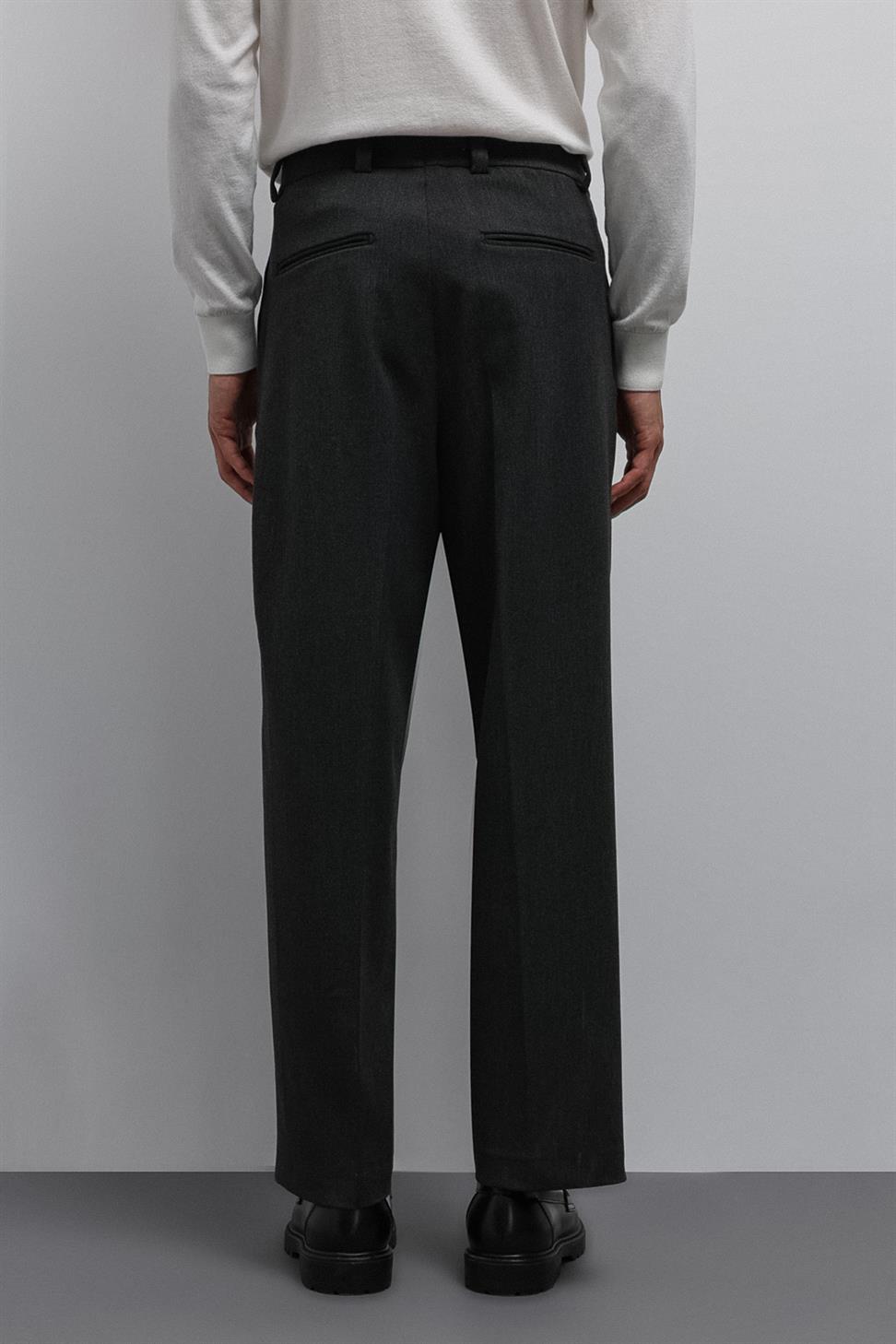 Antioch Antrasit Relax Fit Baggy Pilili Erkek Pantolon