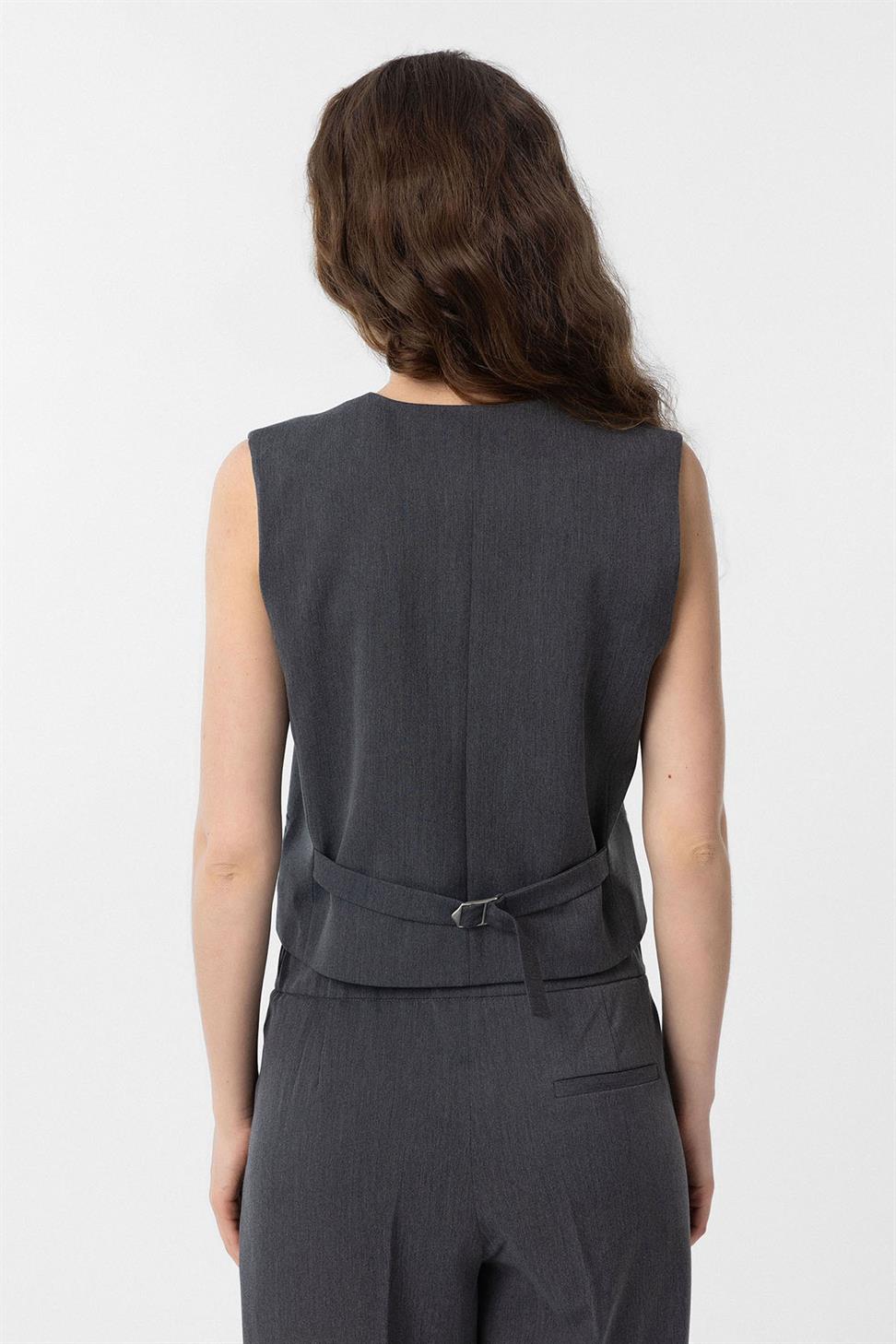 Antioch Antrasit Yırtmaçlı Kadın Yelek