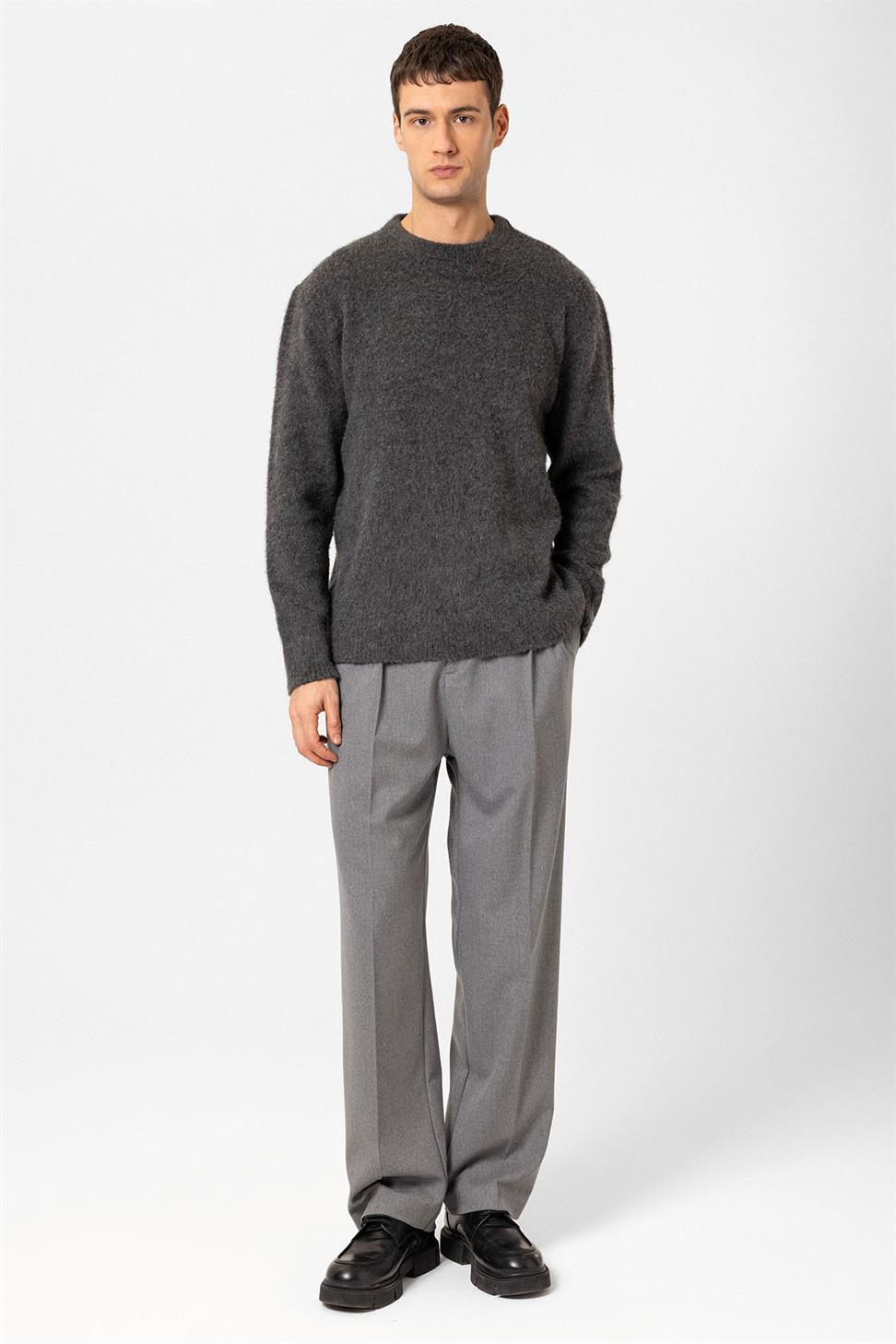 Antioch Antrasit Yün Görünümlü Erkek Kazak