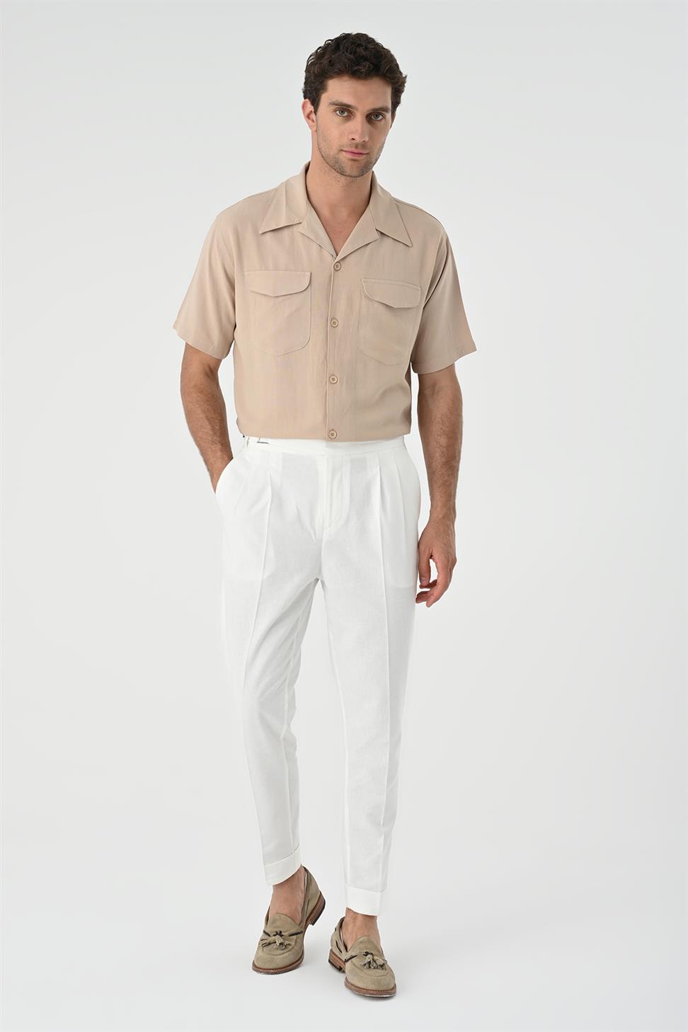 Apaş طوق الجيب قميص مفصل للرجال