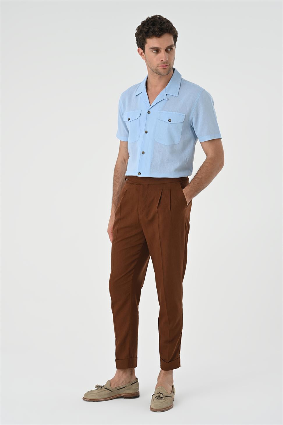 Apaş طوق الجيب قميص مفصل للرجال