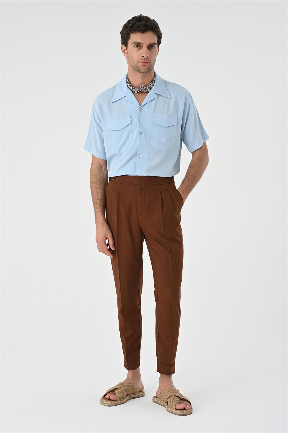 Apaş طوق الجيب قميص مفصل للرجال