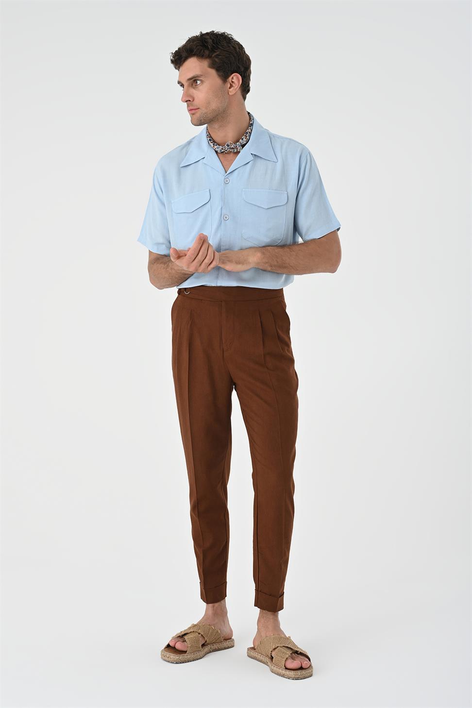 Apaş طوق الجيب قميص مفصل للرجال