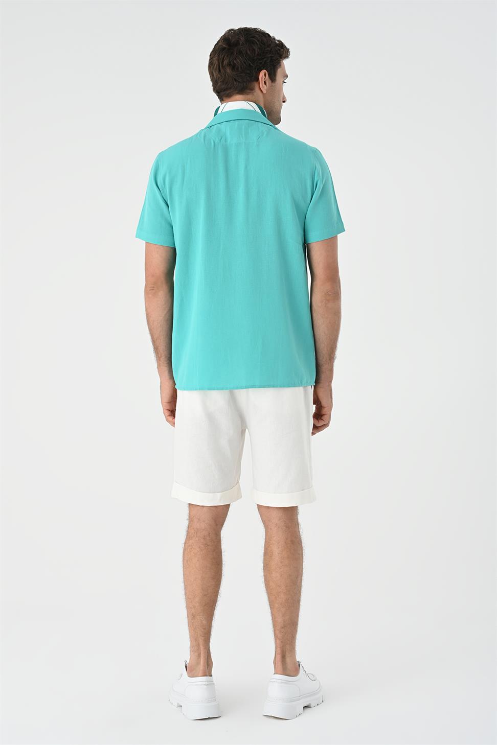 قميص رجالي من الكتان بياقة Apaş