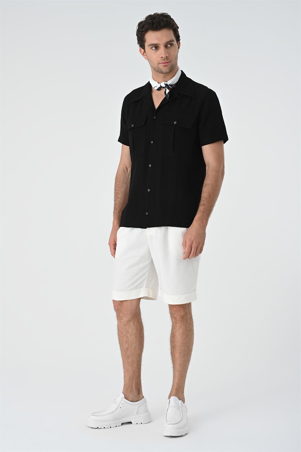 قميص رجالي من الكتان بياقة Apaş