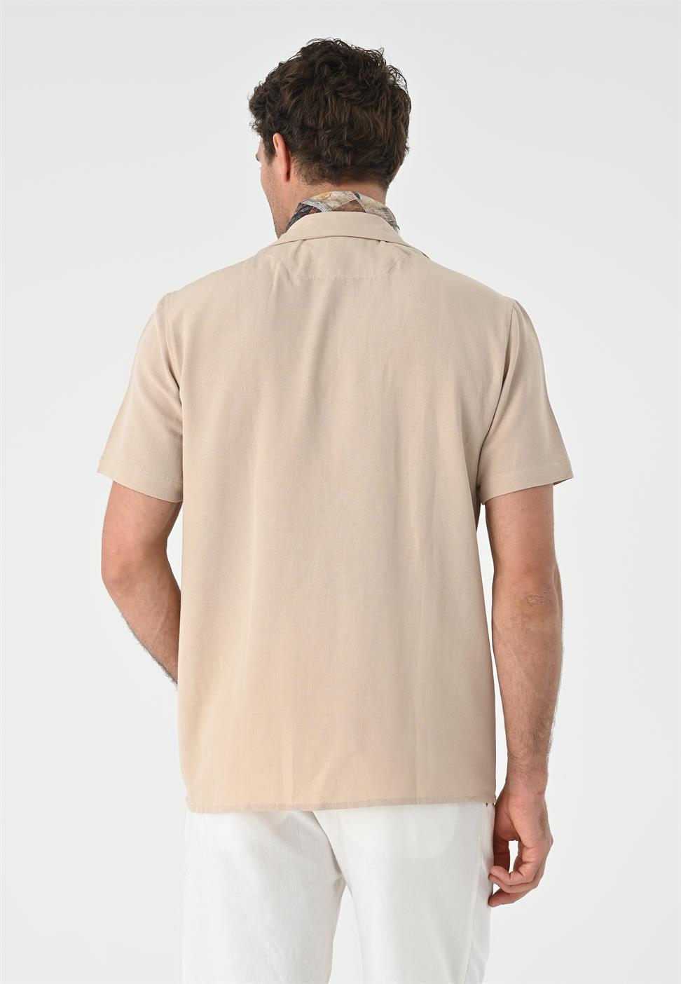 قميص رجالي من الكتان بياقة Apaş