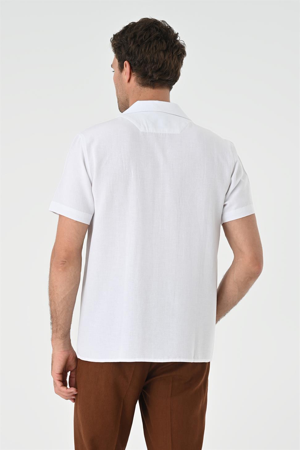 قميص رجالي من الكتان بياقة Apaş