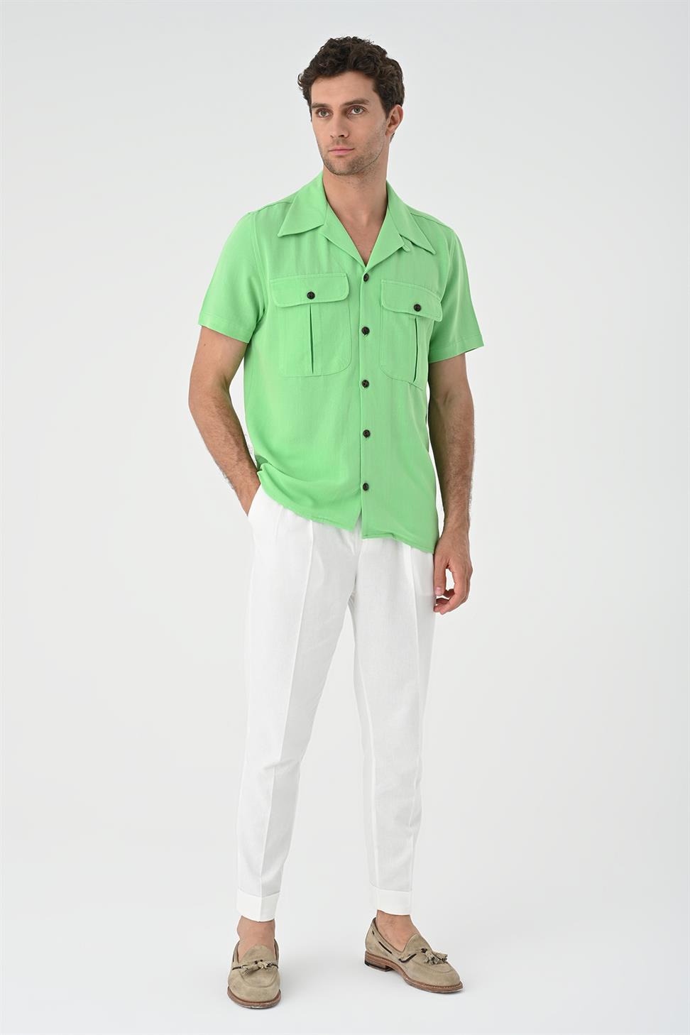 قميص رجالي من الكتان بياقة Apaş