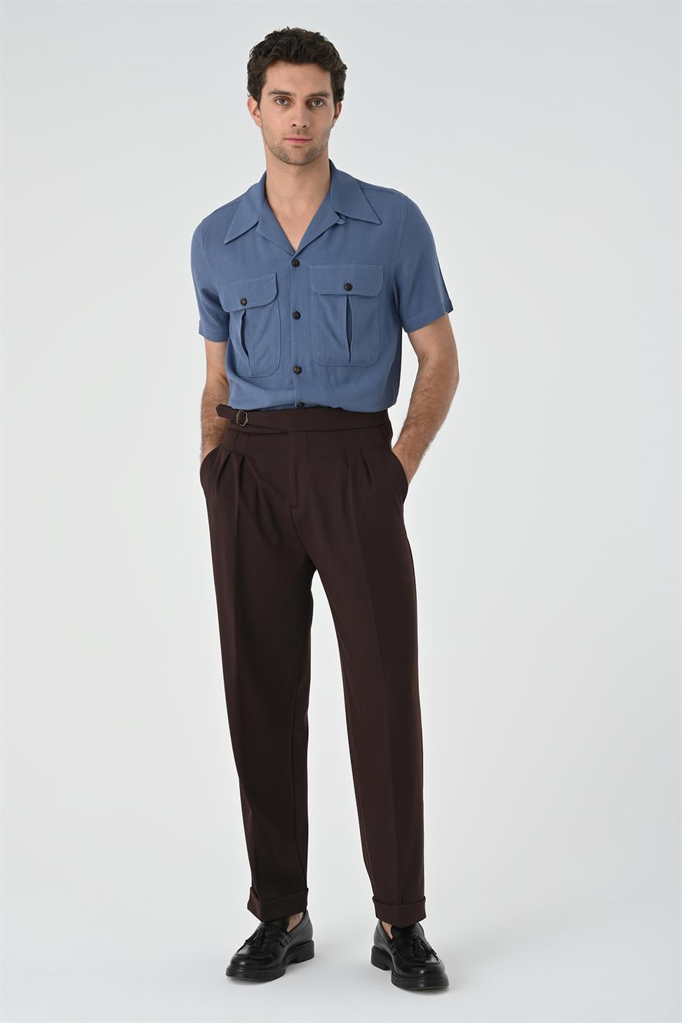 قميص رجالي من الكتان بياقة Apaş