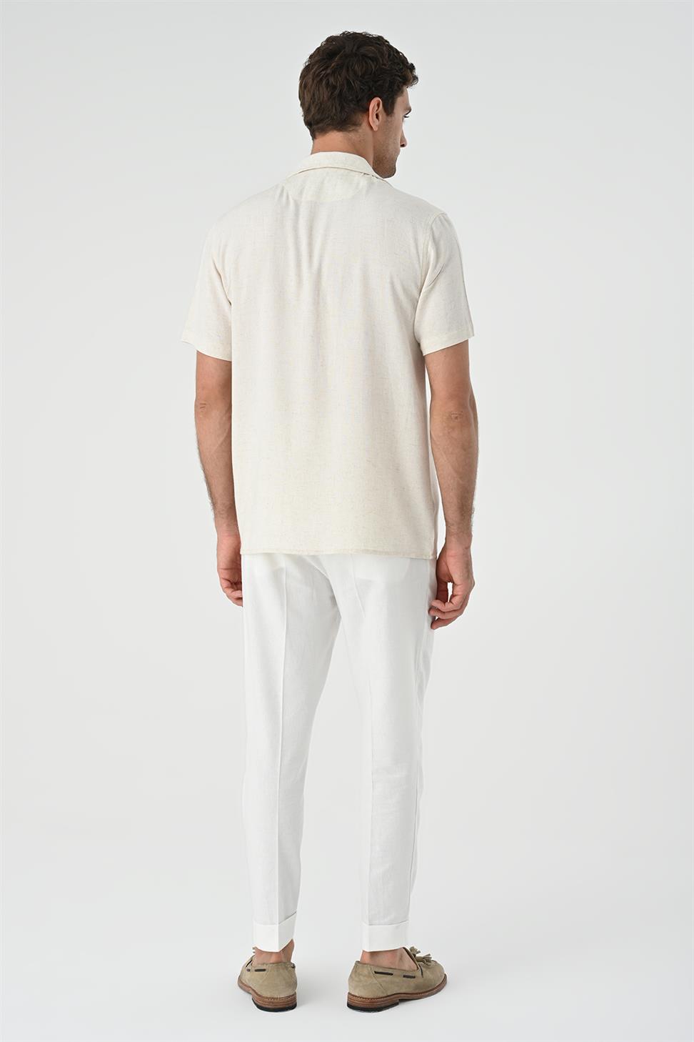 قميص رجالي من الكتان بياقة Apaş