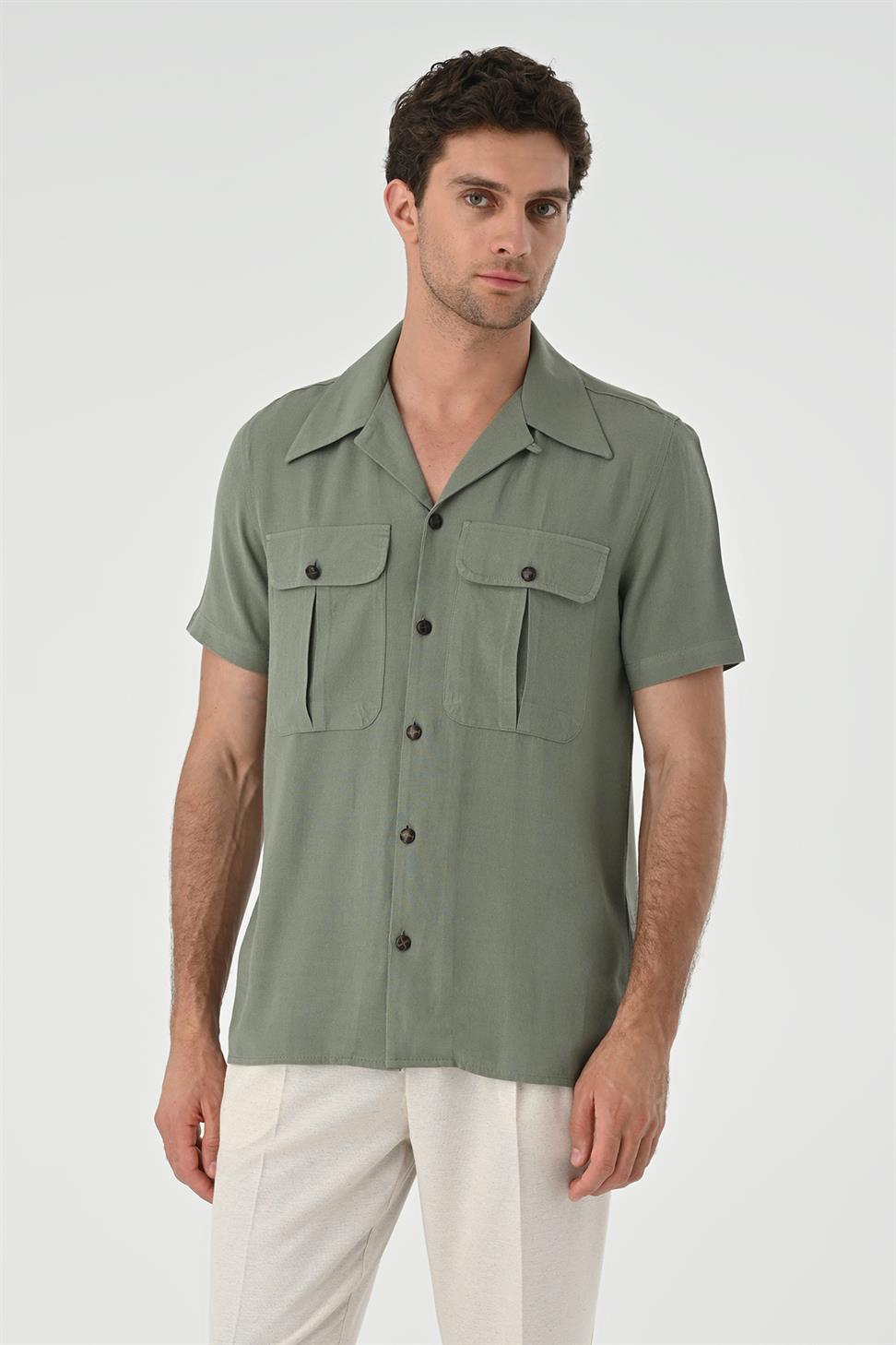 قميص رجالي من الكتان بياقة Apaş