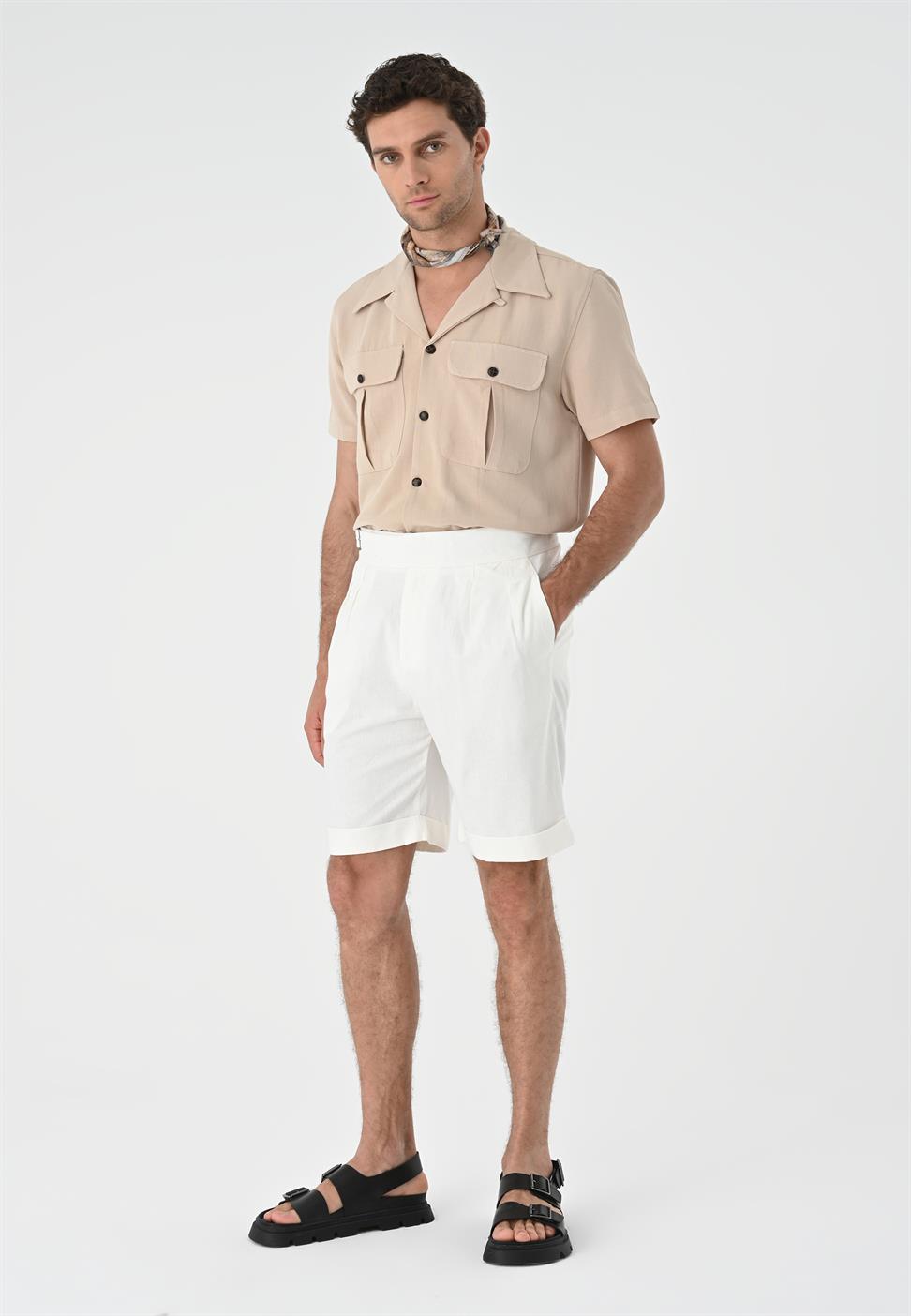 قميص رجالي من الكتان بياقة Apaş