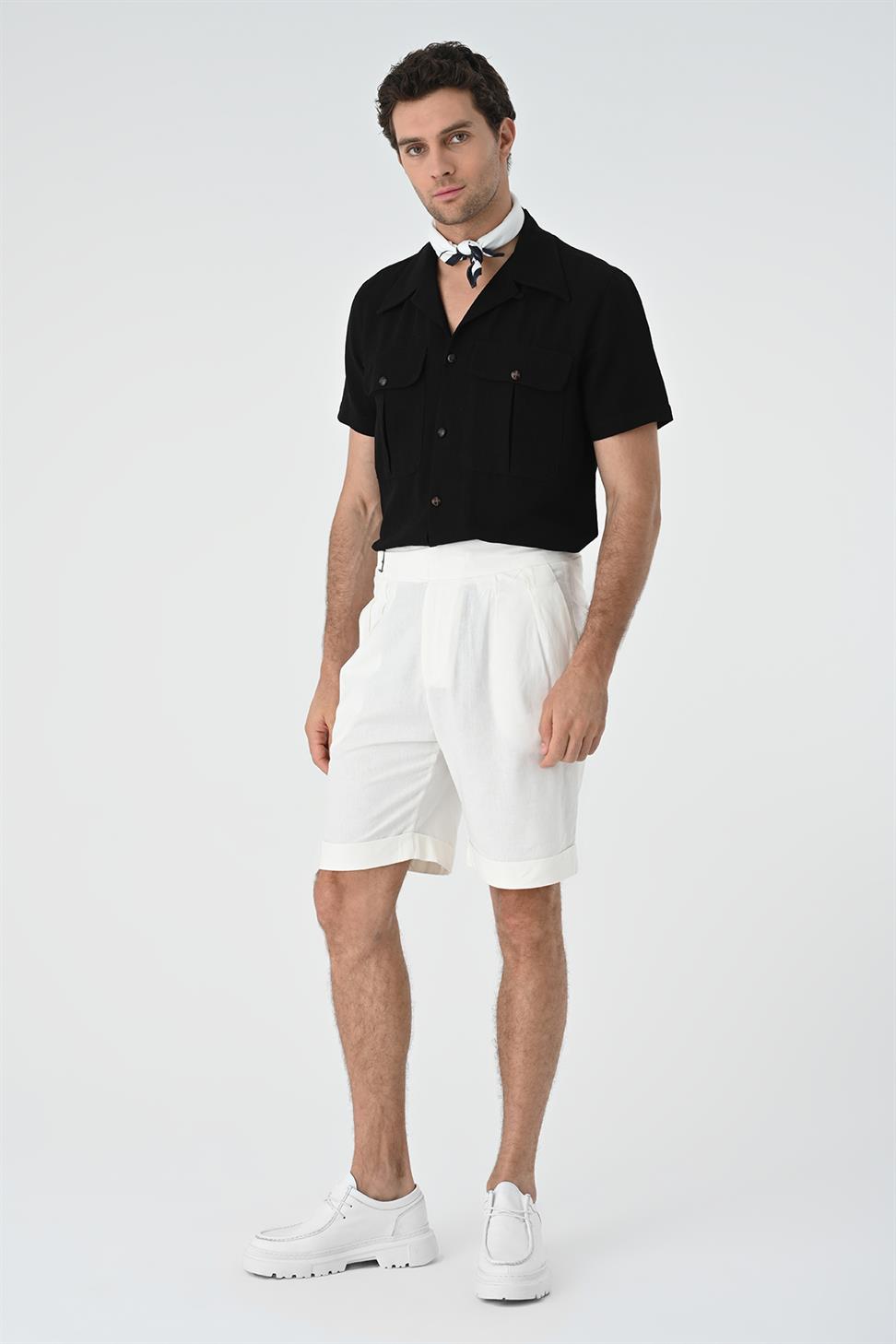 قميص رجالي من الكتان بياقة Apaş