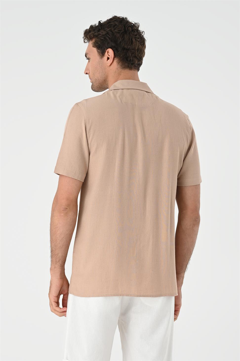قميص رجالي من الكتان بياقة Apaş