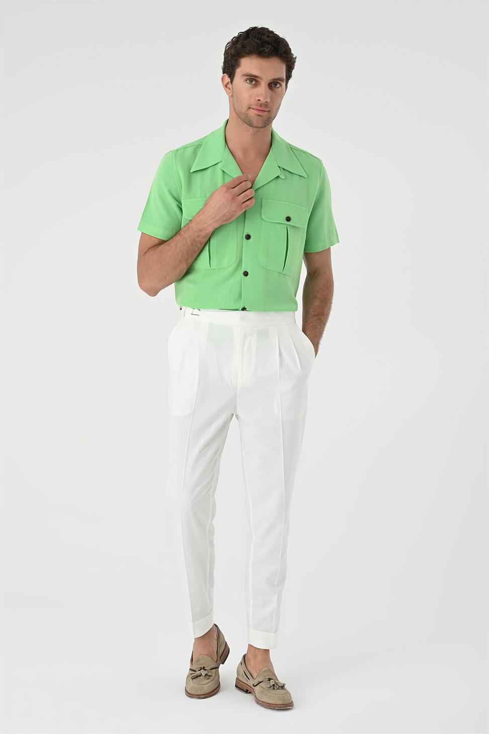 قميص رجالي من الكتان بياقة Apaş