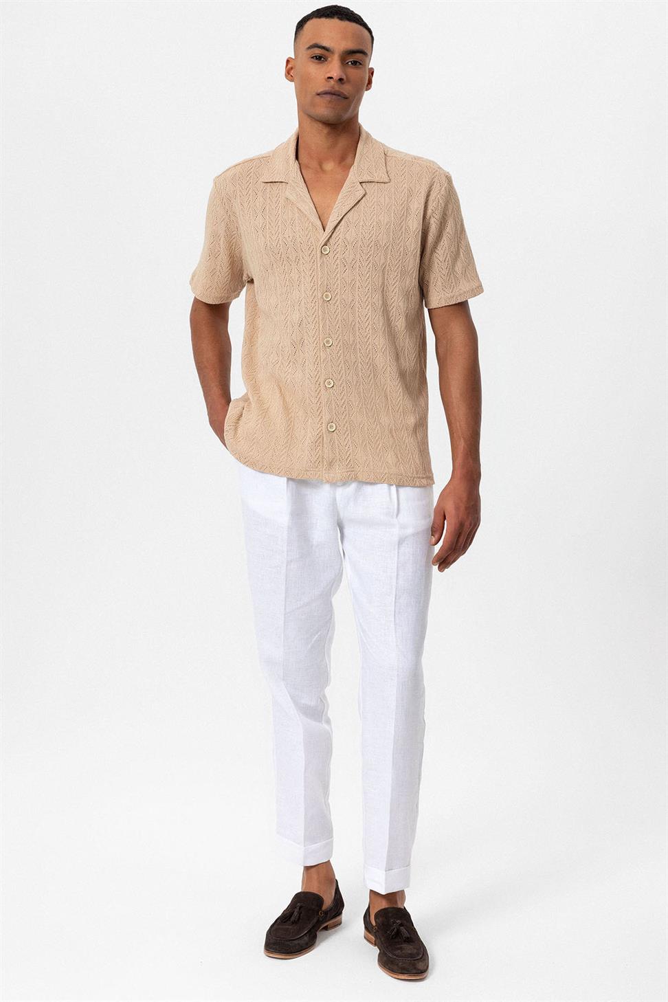 قميص رجالي منقوش بياقة Apaş