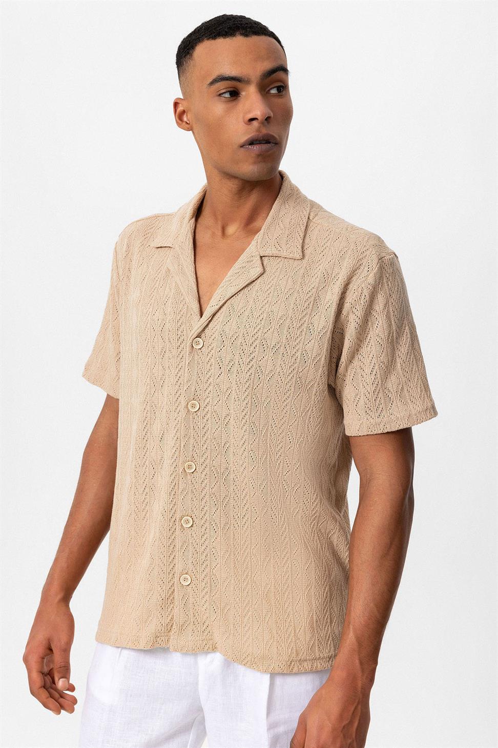 قميص رجالي منقوش بياقة Apaş